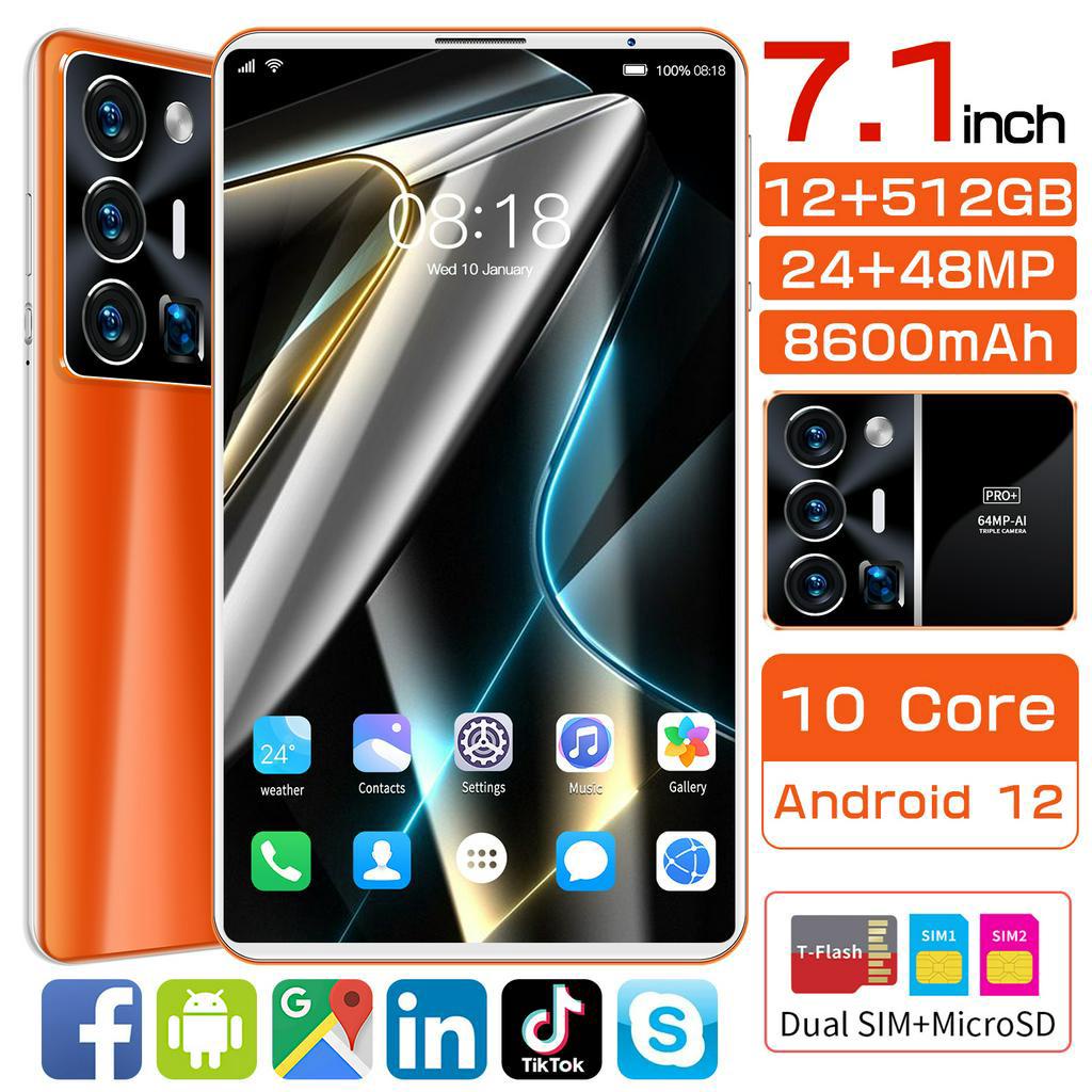 Tablet PC Asli Baru x70 12GB + 512GB Tablet Android 7.1 inch Layar Full Screen Layar BesarmAh  24MP+