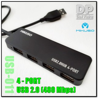 USB HUB MIKUSO 4 PORT 2.0 480 MBPS HUB-011 / ULTRA SLIM PORTABLE / SUPERSPEED USB EXTENTION