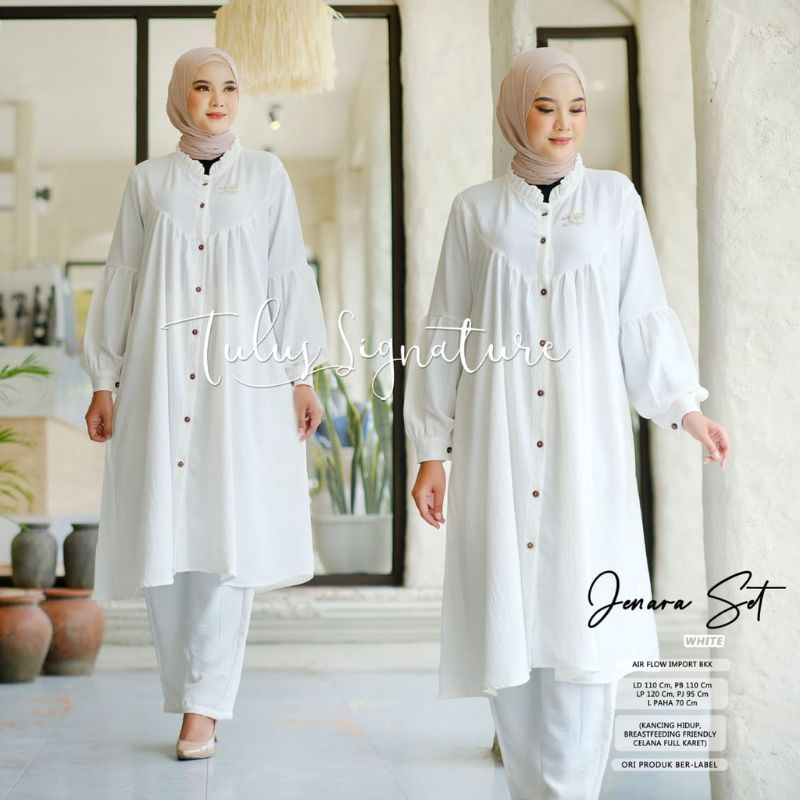 Tulus Signature Jenara Set / One Set Jumbo Crinkle Premium Motif Polos / Setelan Wanita LD 110 / Stelan Long-2