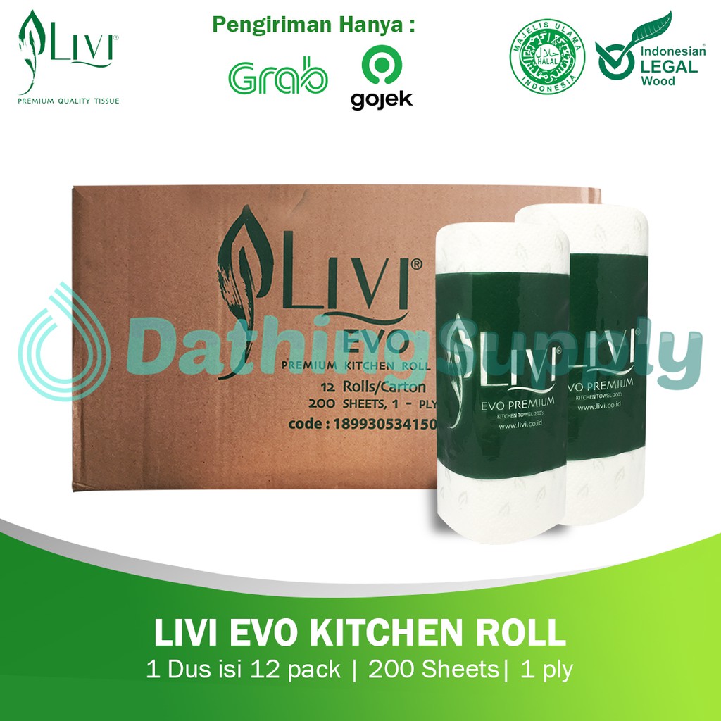 GROSIR 1 DUS  Tissue LIVI EVO Kitchen Roll Towel / Tisu Dapur Serap Minyak - 1 DUS isi 12 Roll