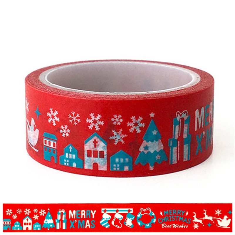 12 Roll Tape Kertas Washi Motif Natal Untuk Scrapbook