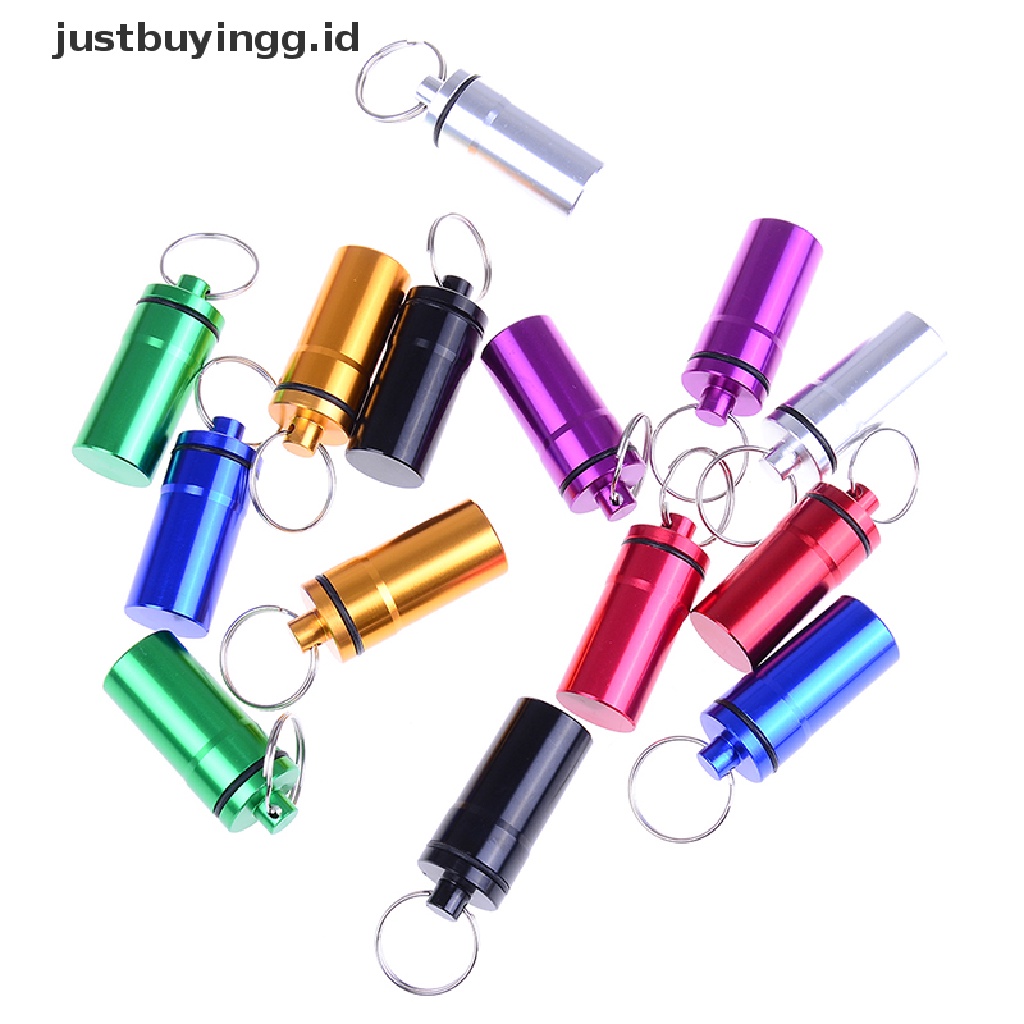 (Justbuyingg.Id) 2pcs / Set Botol Kontainer Pil / Obat Bahan Aluminum Anti Air Portabel