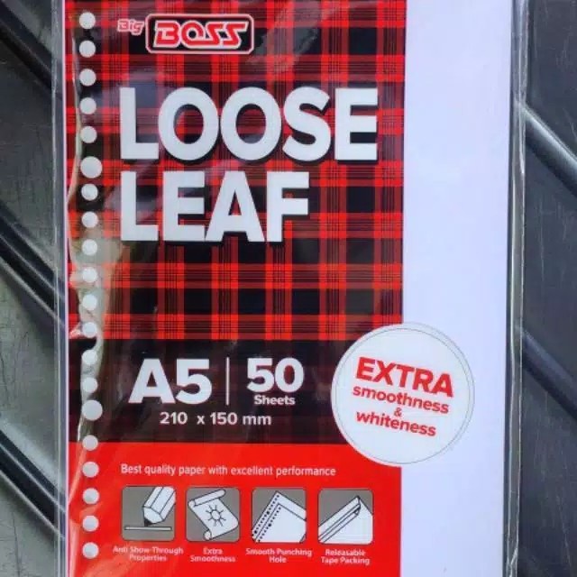 

Loose Leaf Kertas Big Boss A5 50 Lembar / 50 Sheets Plain / Polos
