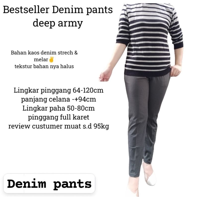 celana panjang wanita/kaos denim pants ORI by cellia/standar dan jumbo