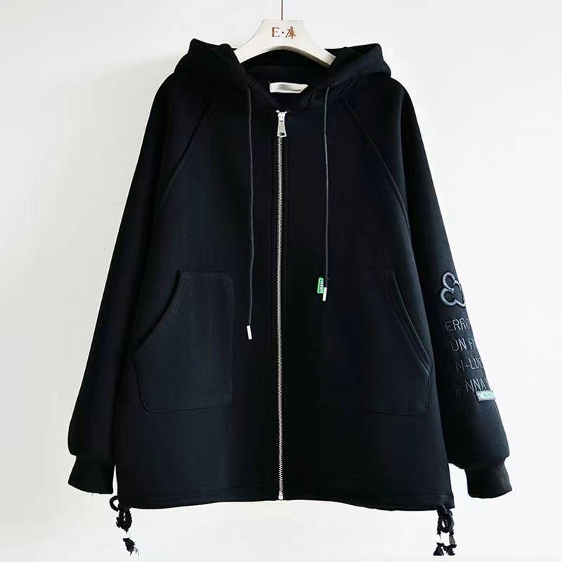 [littlecrab] Jaket Mickey Mouse Zipper Oversize Hoodie Resleting Hitam Putih Abu-Abu Telinga Bulat Lucu Unik Berkualitas Hoodie Jacket Living For Yourself Bordir Topi Telinga Tikus Lucu Unisex Korean Style