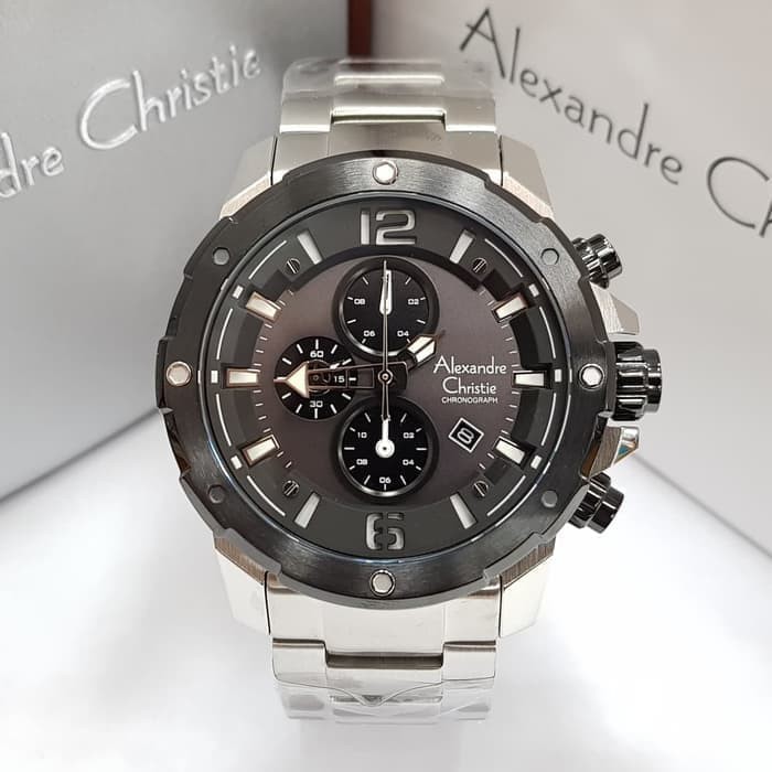 JAM TANGAN PRIA ALEXANDRE CHRISTIE AC 6410 AC6410 SILVER BLACK ORIGINAL