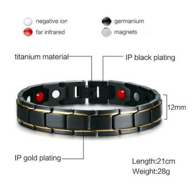 Gelang tangan pria import magnet kesehatan titanium Stainless steel gelang titanium