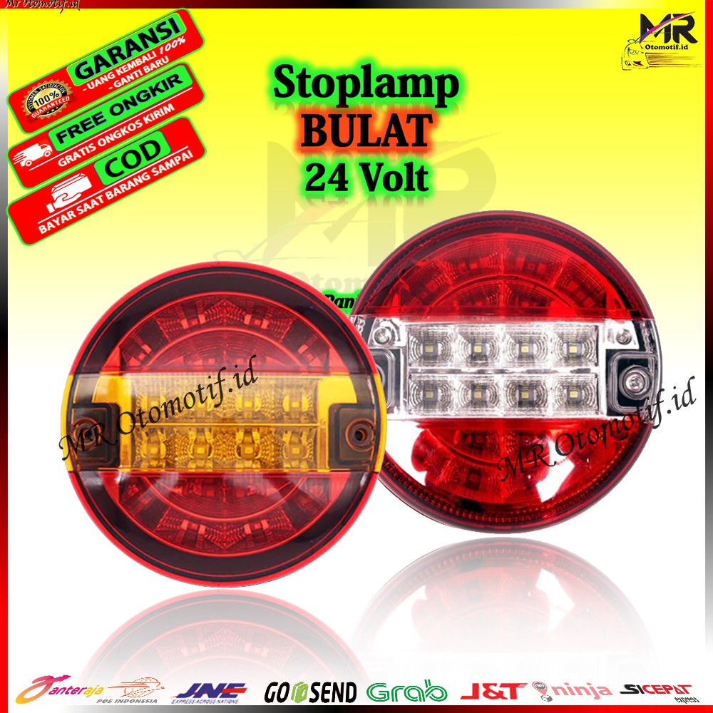 Lampu Variasi Rem Belakang Stop Lamp Stoplamp LED  Bulat Mobil  Truk Canter Hino Fuso  24 V Volt