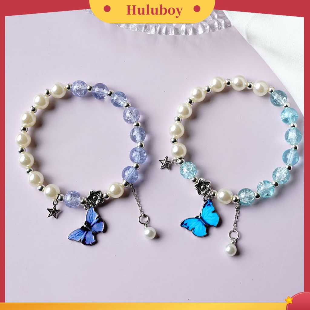 Hu Hu Hu Hu Hu Alat Bantu Pasang Kacamata♡ Gelang Tangan Manik-Manik Butterfly Tahan Lama Untuk Wanita