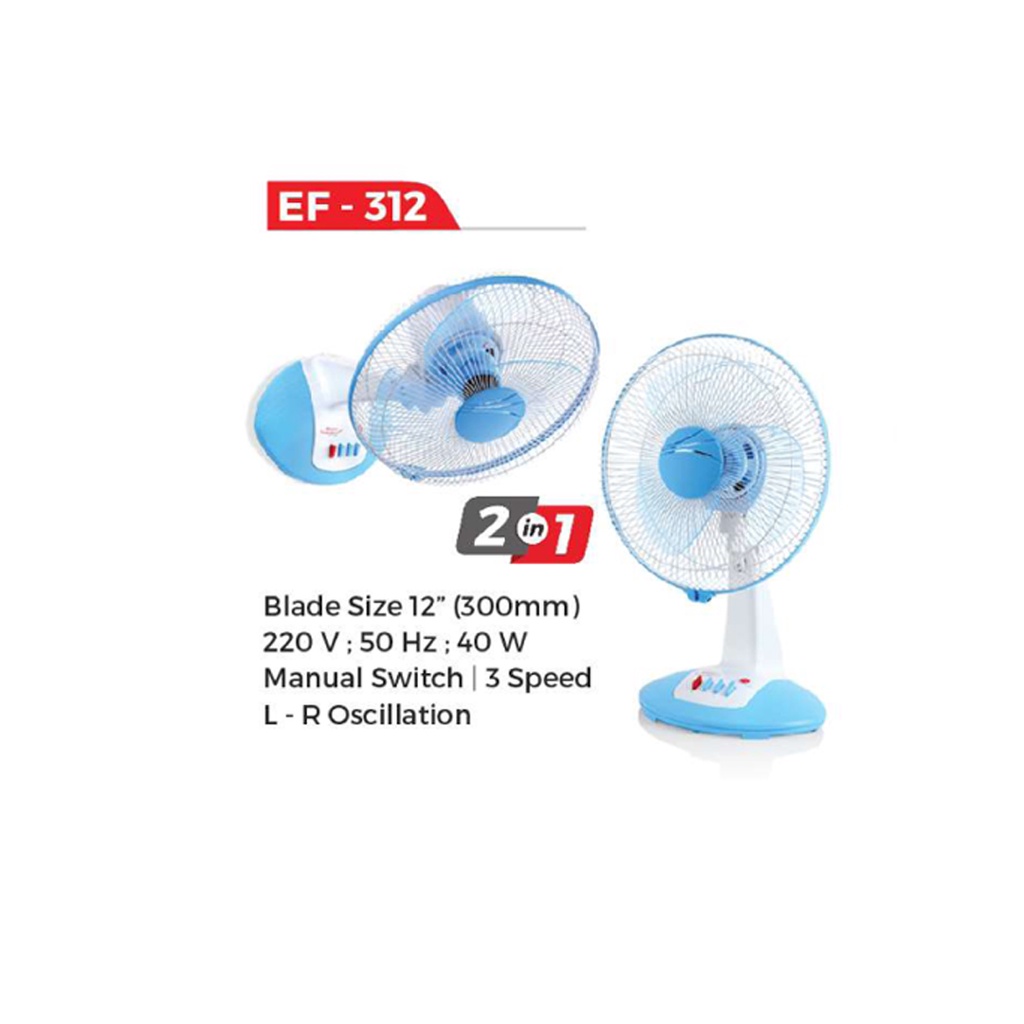 MASPION EF 312 DESK FAN 12 IN / KIPAS ANGIN MEJA / EF312