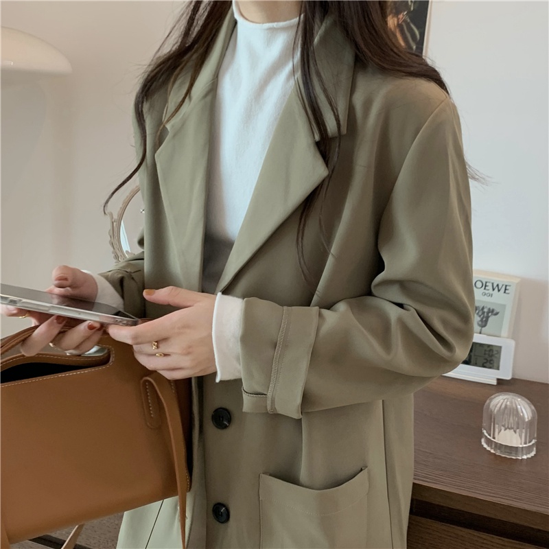 kualitas baik Hitam hijau putih Lengan panjang Blazers Setelan Jas saku Blazer Women Outer 2023t Murah Fashionable Korean style loose suit jacket