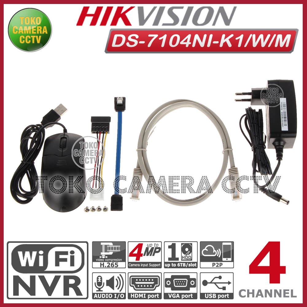 WIFI NVR 4 CHANNEL HIKVISION DS-7104NI-K1/W/M