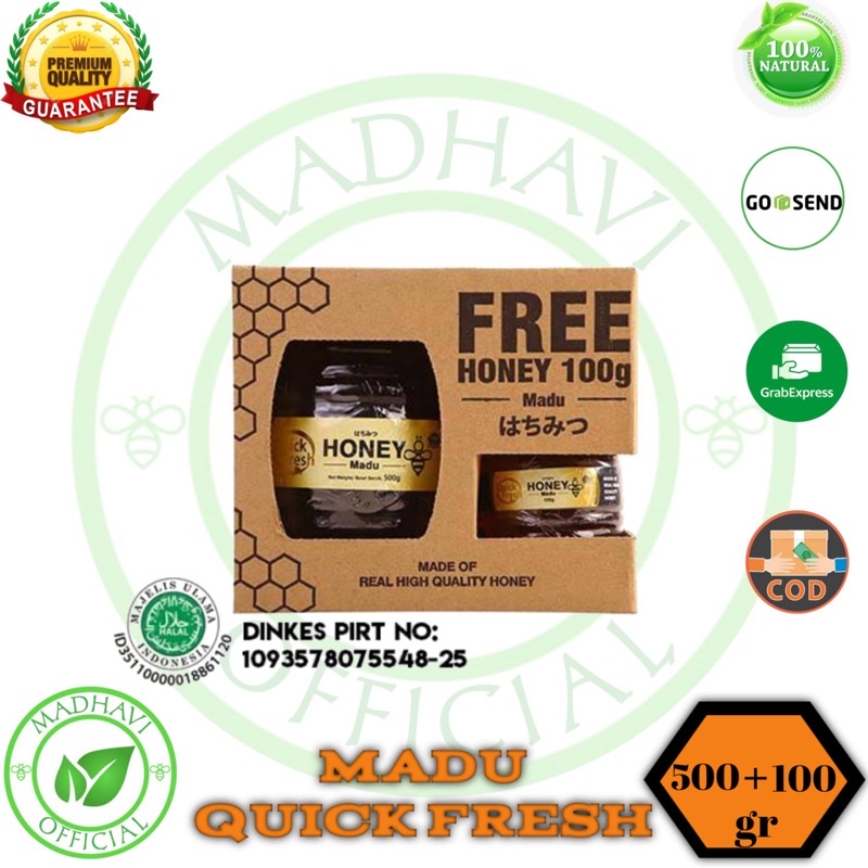 

Madu Asli Quick Fresh Honey 500GR + 100GR Jar (Paket Bundling)