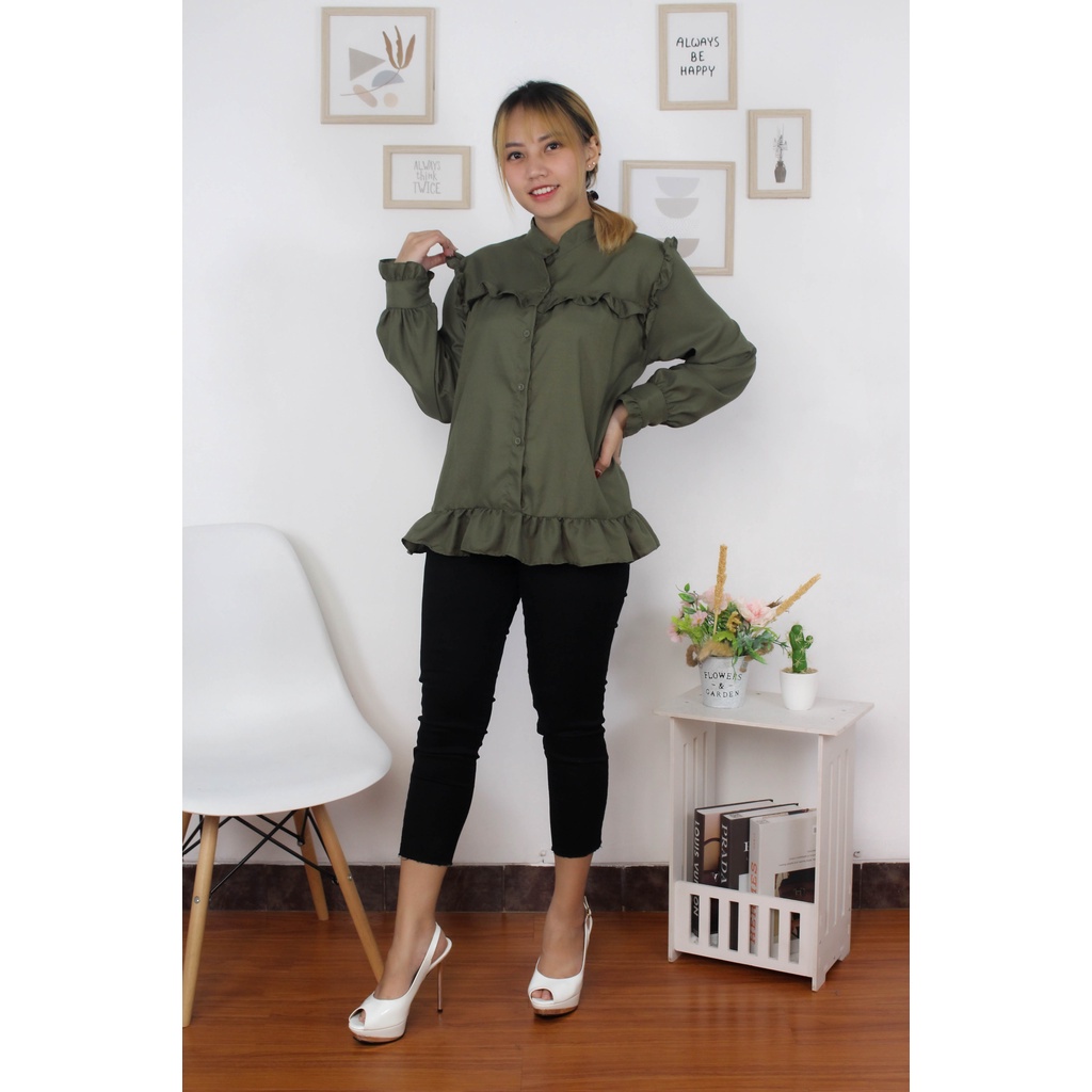 BEFAST - ZRX OOTD Wanita Blouse YUNNA / Ebrila Blouse / Blouse Wanita / Blouse Kantor / Blouse Casual / Blouse Formal / Blouse Polos Kekinian 2021 / Blouse Terlaris