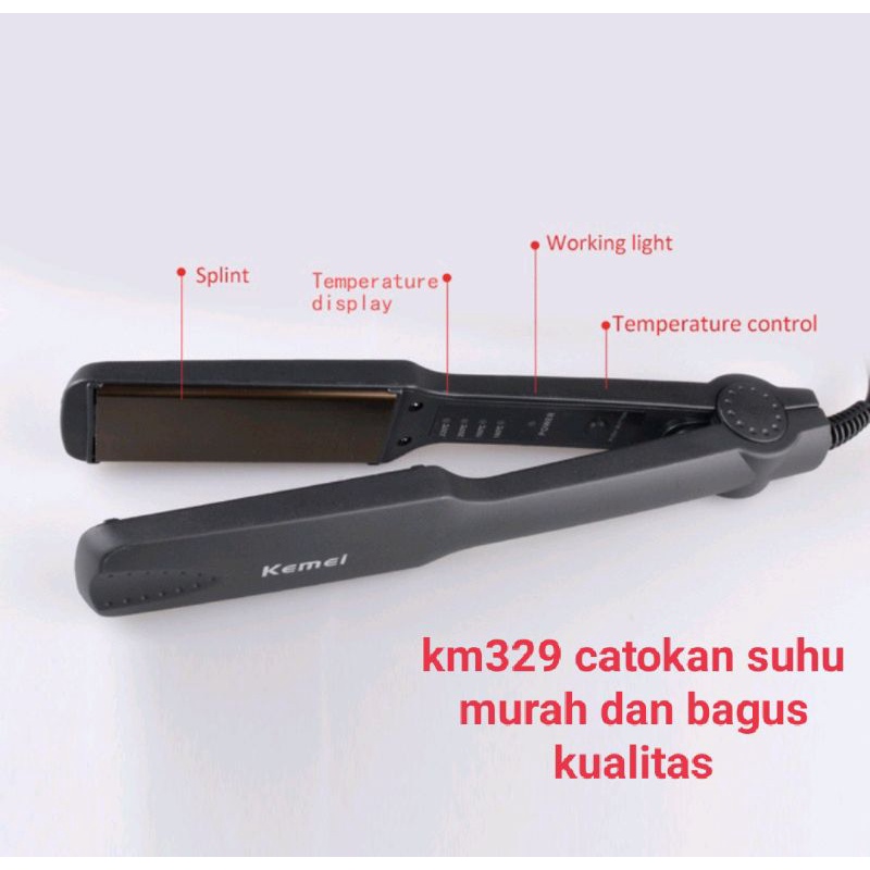 Alat Mesin Catok Rambut Profesional Salon Temperatur KM-329 Plat Lurus Besar