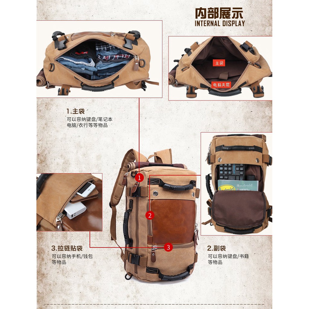 AKN88 - KAKA 0208 - 3-in-1 Tas Ransel Backpack Laptop Dan Camping