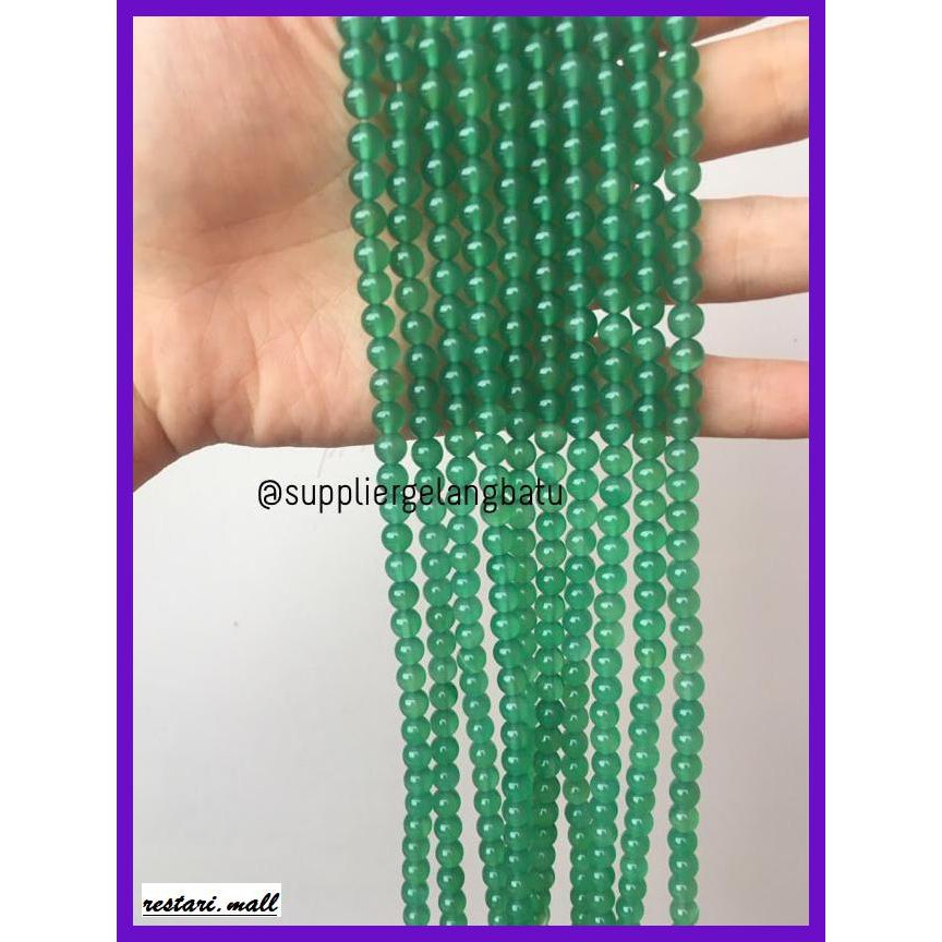 MALAUTAB. BAHAN BATU GELANG KALUNG GIOK 6MM AKIK HIJAU -AILUMUTAB.