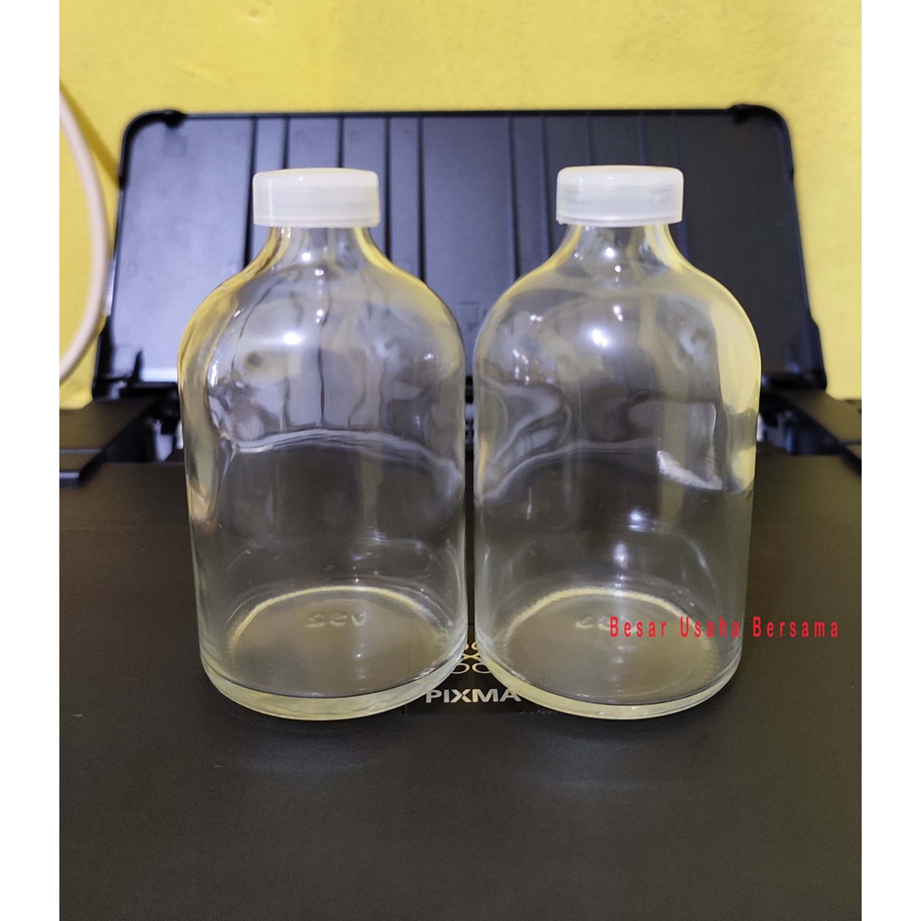 Botol Kaca Vial Bening 100ml 100 ml Clear Tutup Plastik