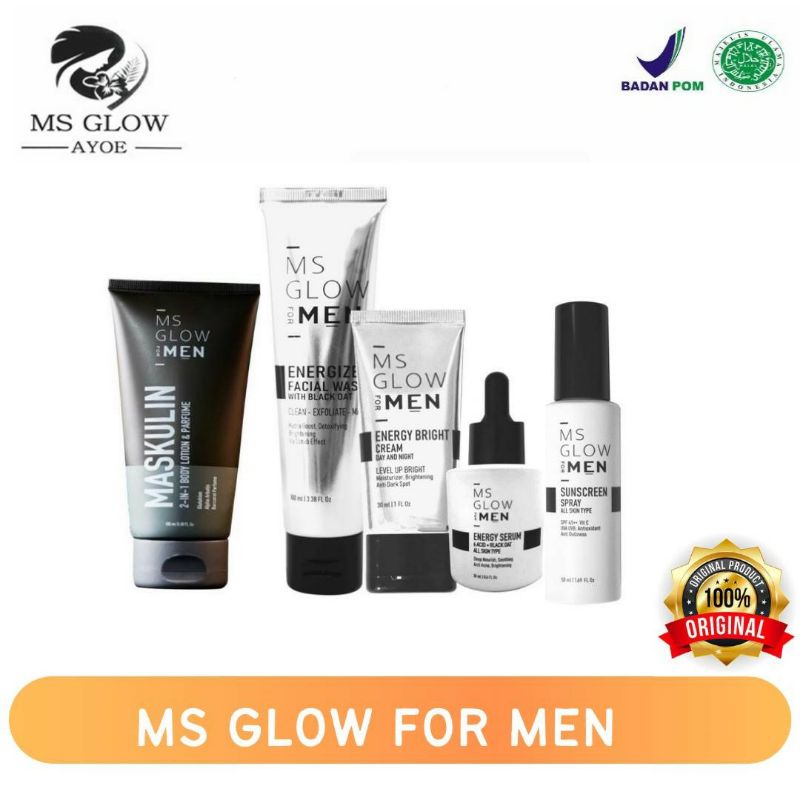 ms glow for men / skincare for men / paket lengkap cowok