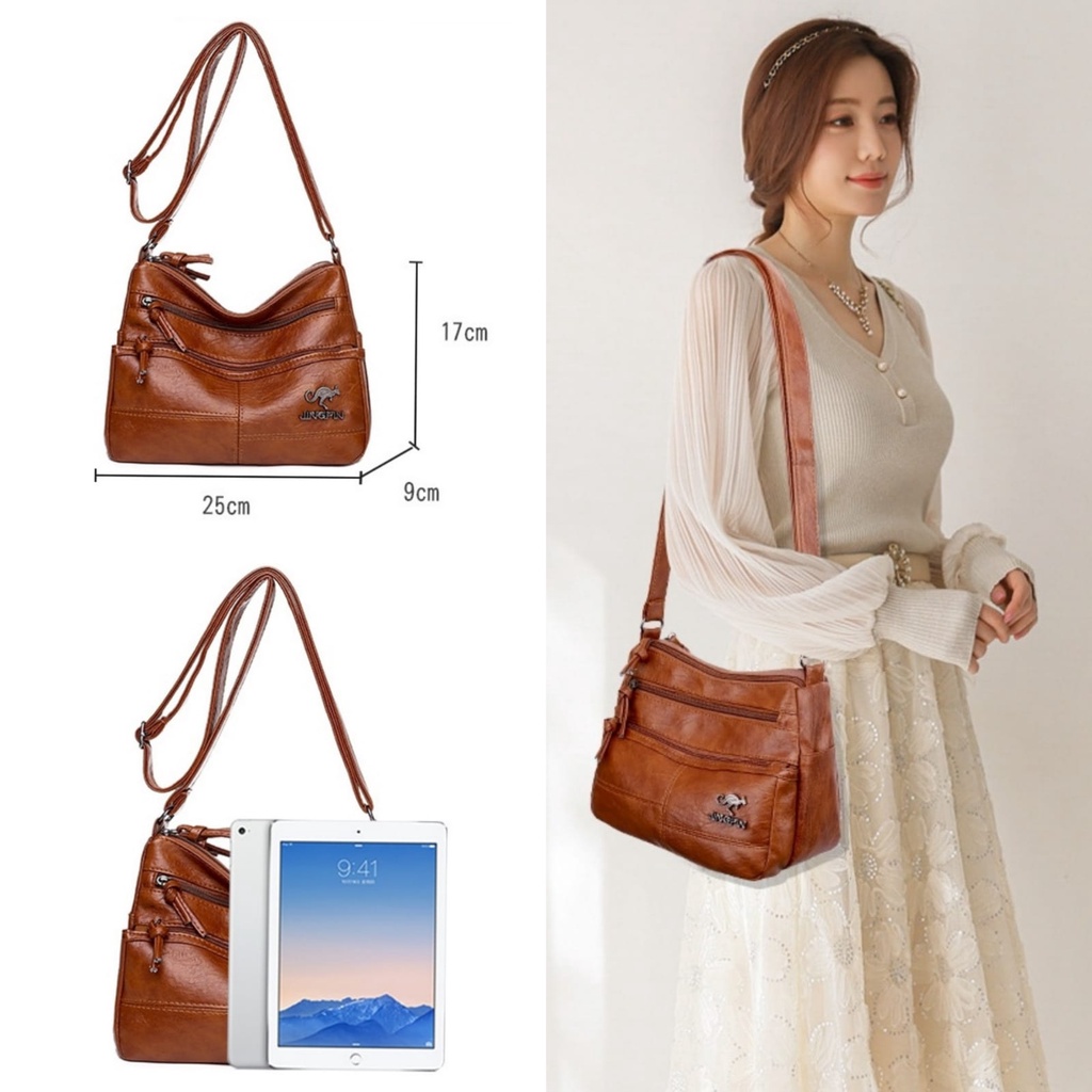 TAS SELEMPANG WANITA PREMIUM IMPORT BATAM JINGPIN KULIT COKLAT MACATE TA479B7 SLING BAG KOREA MURAH KEKINIAN CEWEK BRANDED FASHION REMAJA