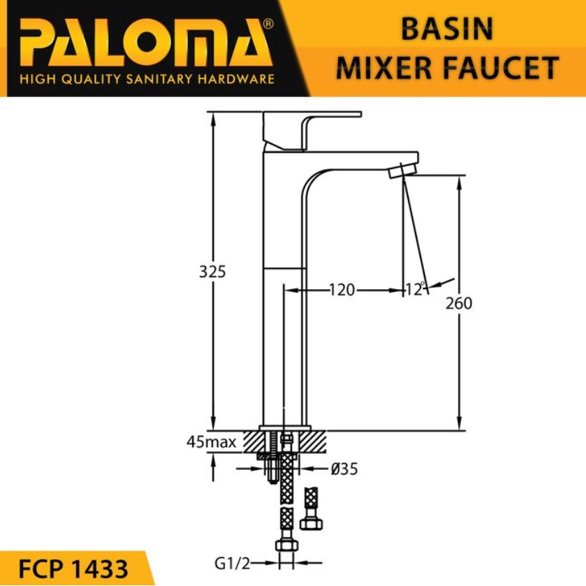 PALOMA FCP 1433 Keran Mixer Wastafel Cuci Tangan Panas Dingin Kran Air