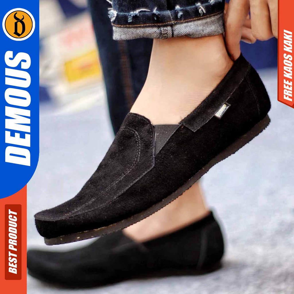 DEMOUS JESTER Sepatu Slip On Casual Kulit Suede