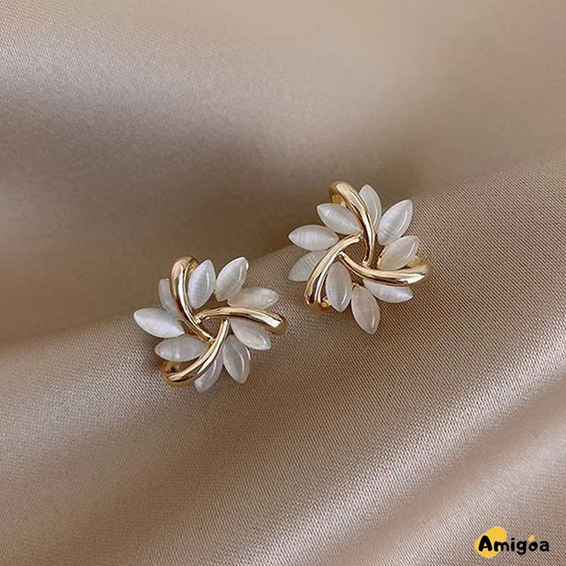 Opal Butterfly Love Water Drop Zircon Earrings Desain Niche Wanita Anting Temperamen Kelas Atas - AG2