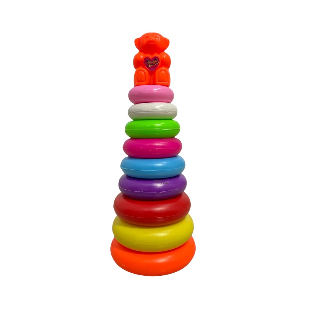 Mainan Anak Ring Donat Jumbo 10 Susun - Baby Stacking Donut Bear - Mainan Edukasi Anak