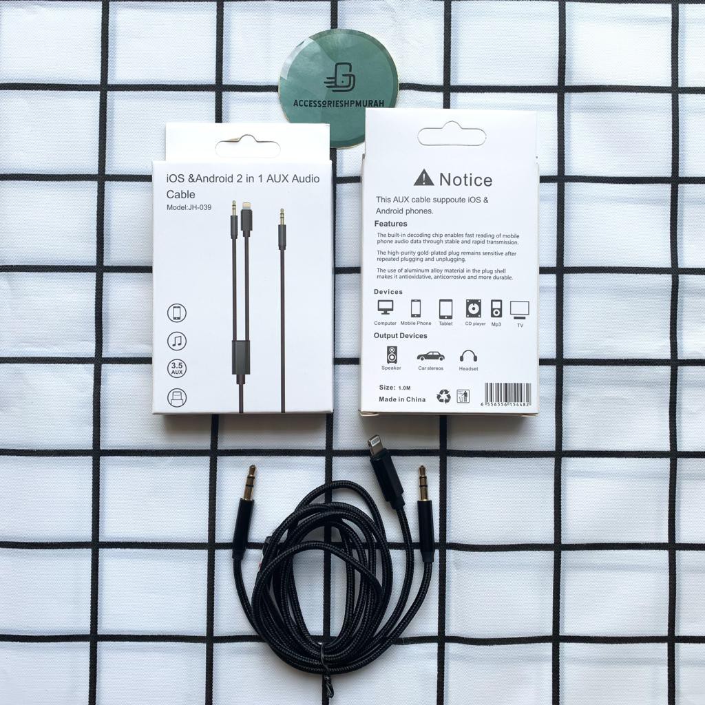 KABEL AUX 2 IN 1 JH-039 / AUX IPHONE ANDROID