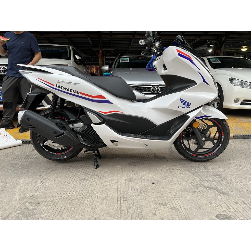 Honda PCX 160 Stiker Roda Sepeda Motor Reflektif Skuter Hub Stripe Stiker Aksesoris Motor Dekoratif