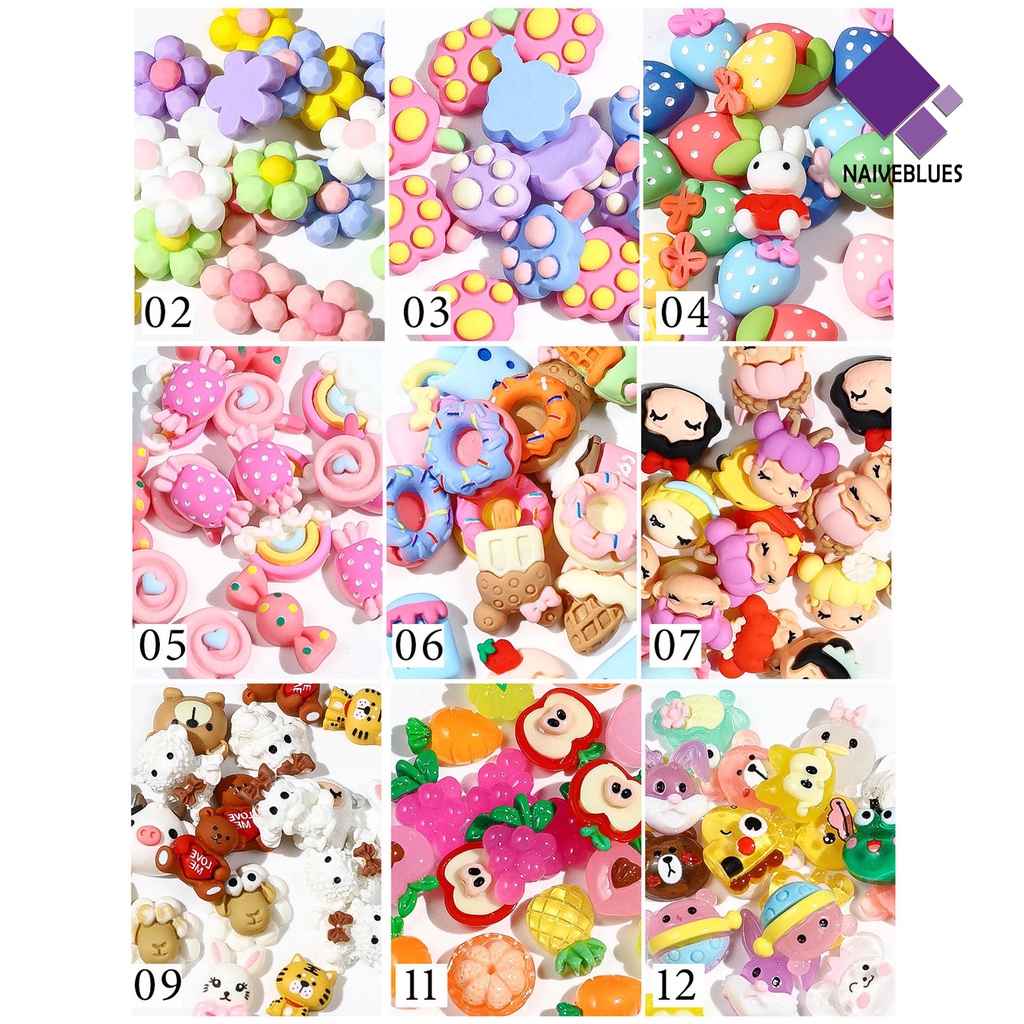 Naiveblue 20Pcs Charms Berlian Imitasi 3D Bahan Resin Tahan Air Untuk Dekorasi Nail Art