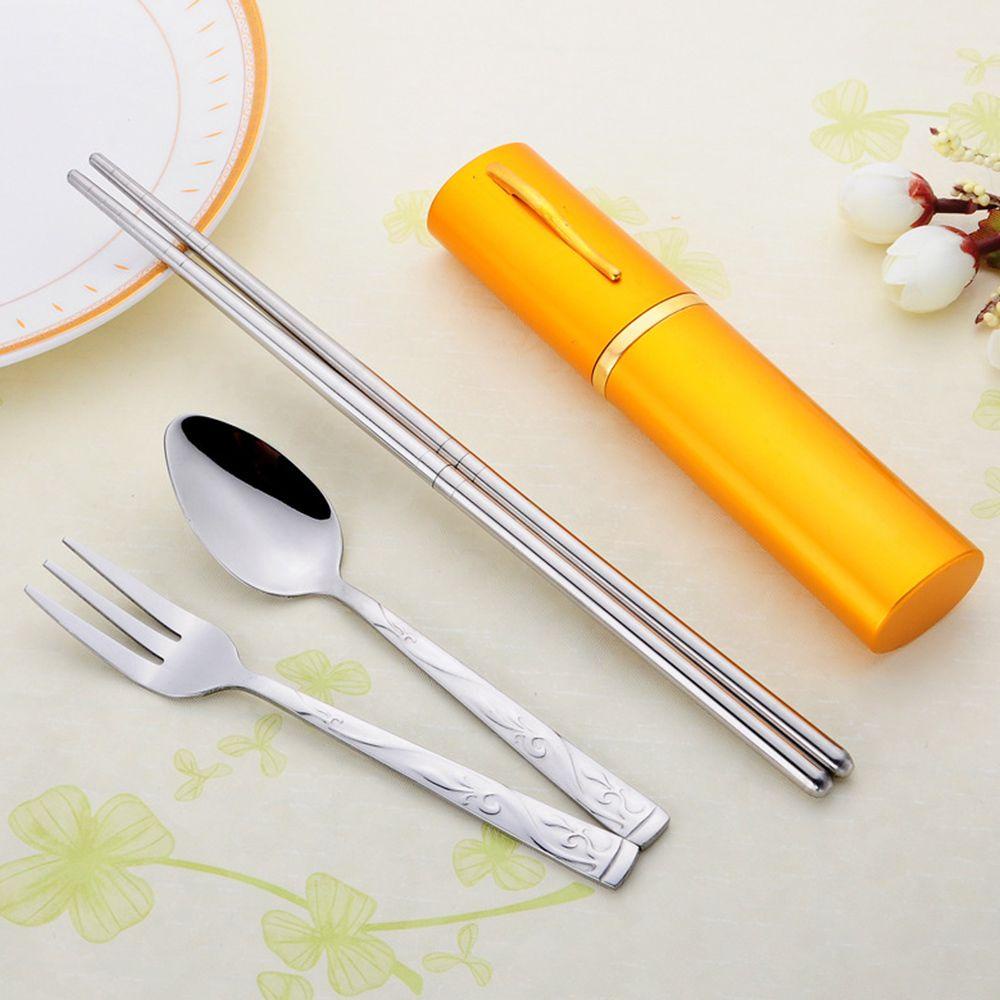 TOP Cutlery Set Portable Dengan Kotak Penyimpanan Kitchenware Kit Alat Makan Lipat