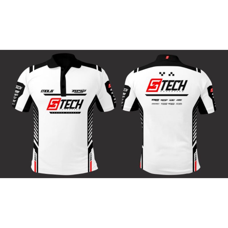 Jersey kerah keren warna putih dan biru Dongker