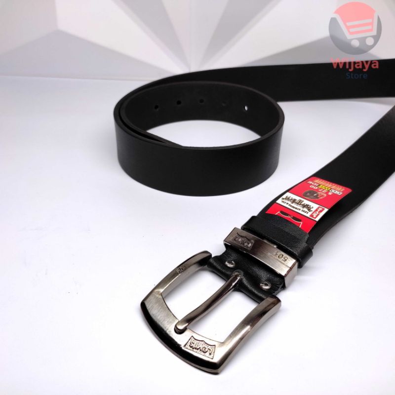 LEVI'S 501 Ikat Pinggang Kulit Asli Premium - Levis Since Original Sabuk Pria dengan Gesper Pendeng [D005]