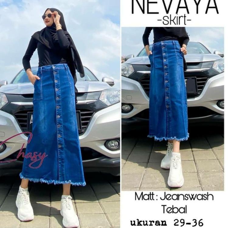 Bagus Dipakai.. Rok Panjang Gisca Kancing Depan . Rok Jeans Panjang Kancing Depan Murah