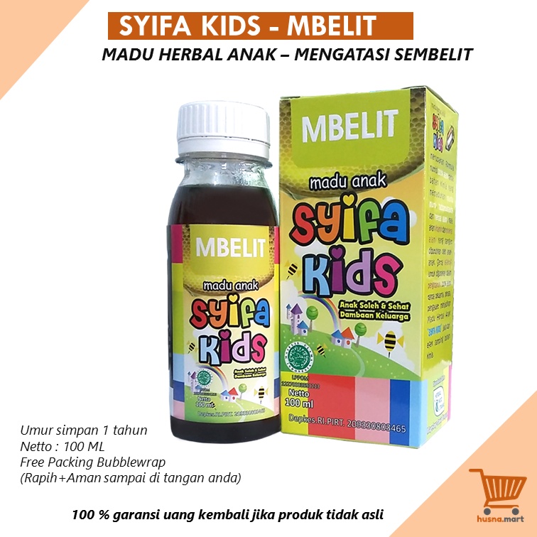 Madu Anak Syifakids MBELIT - Mengatasi Sembelit - Herbal Alami Lancar BAB untuk Anak kemasan 100 ml Original