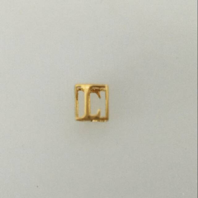 Liontin emas asli kadar 875 huruf L cube gold pendant
