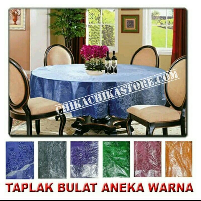 taplak meja makan bulat 4-6-8 bangku kursi cover meja anti air