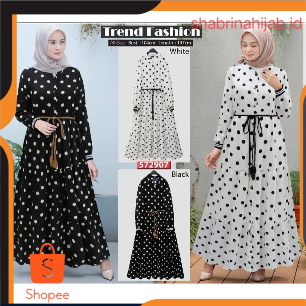 shabrinahijab.id Aqila Polka Maxy Dress l Gamis Maxy Termurah