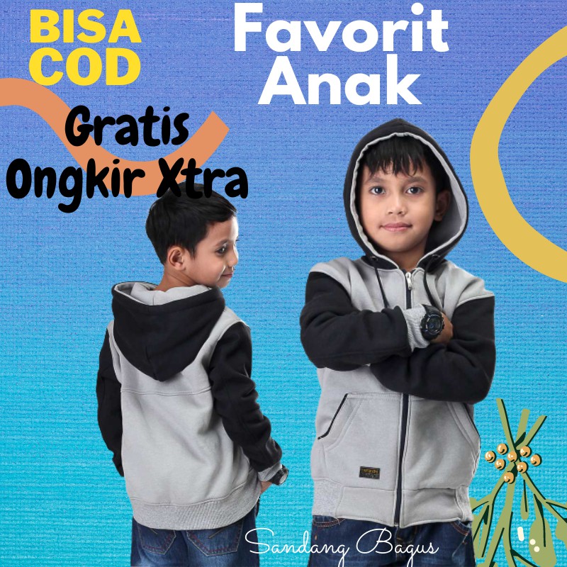 Jaket Anak Laki Laki Sweater Cowok 5 6 7 8 9 10 11 12 Tahun Keren Polos Fleece