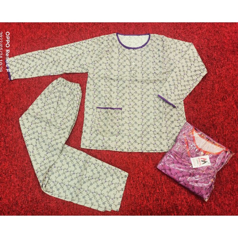 SIAKMP Baju tidur PP jumbo wanita, Piyama katun wanita motif bunga Merlin