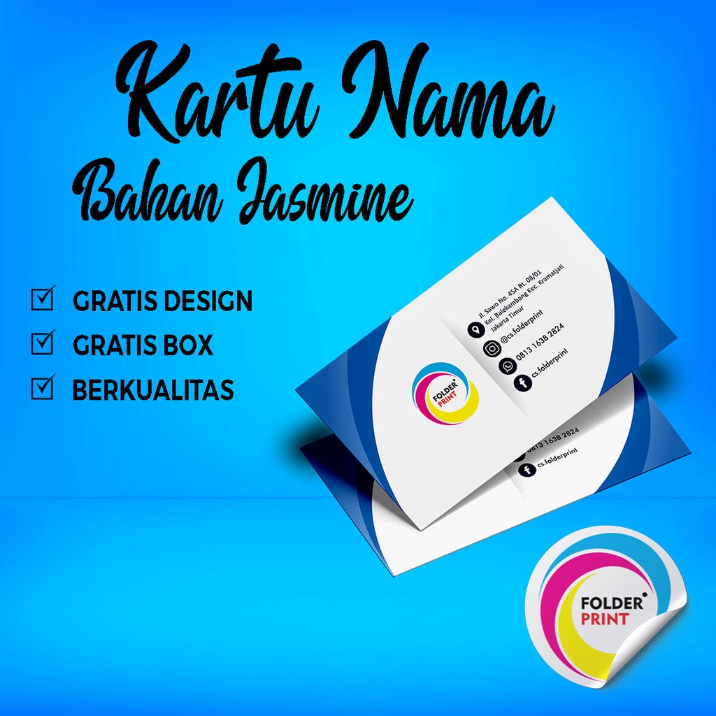 Cetak Kartu Nama Premium Bahan Jasmine 220 Gram Free Design