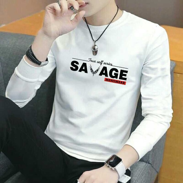 BAJU KAOS SAVAGE LENGAN PANJANG ATASAN PRIA FASHION COWOK KEKINIAN