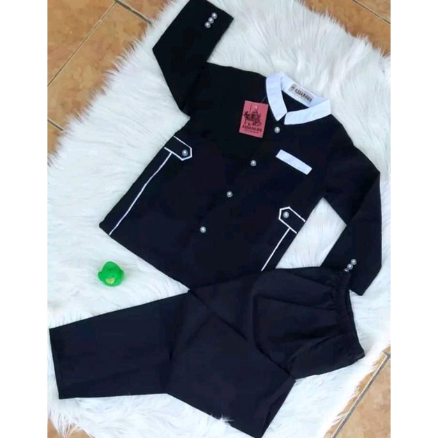 Baju koko anak laki laki setelan jasko hitam/baju muslim/jasko anak/jasko