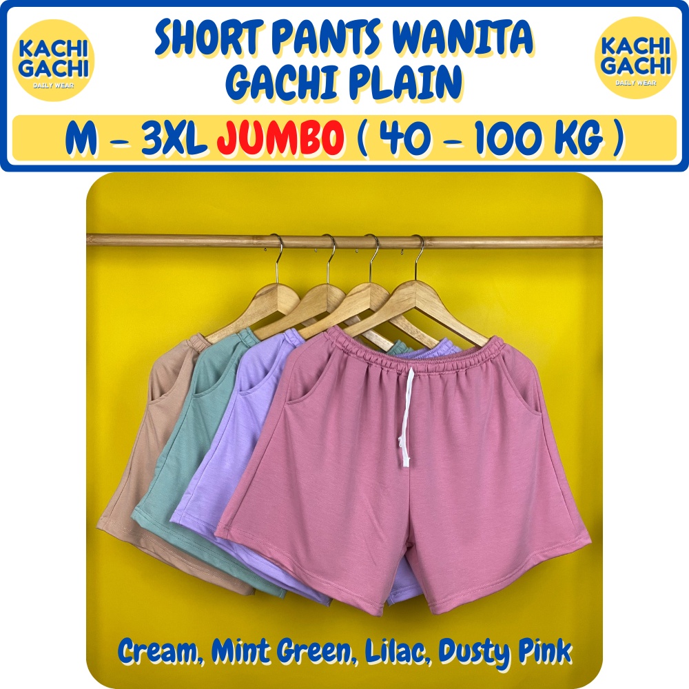 Celana Pendek Wanita Jumbo / Celana Santai Wanita / Celana Kolor Wanita / Short Pants Wanita Big Size - Gachi Plain