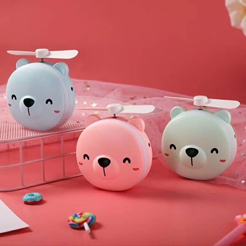 CERMIN LED MINI FAN Karakter 3IN1 Kipas angin Portable Beauty Mirror Led Light kaca rias makassar