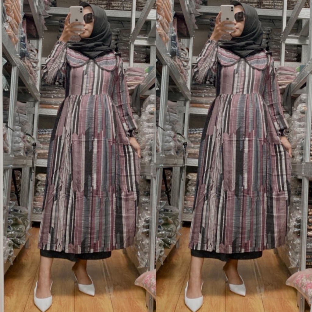 TUNIK DAILY MIDI DRESS RAYON - Fashion Harian Bahan Rayon Premium