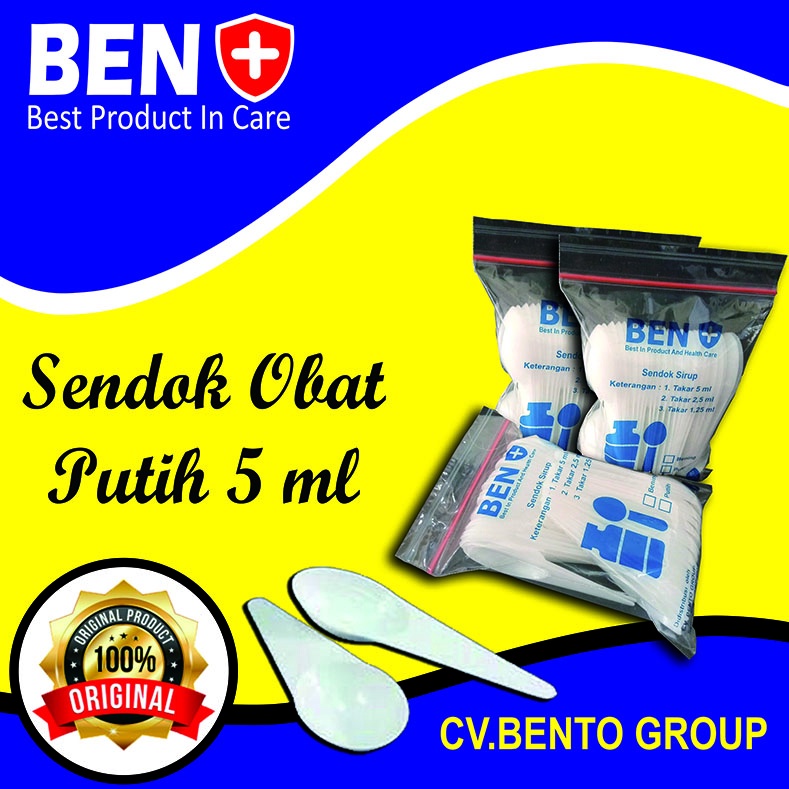 Sendok obat sirup 5 ml. 1 Box isi 1000 pcs ( Putih / Bening )