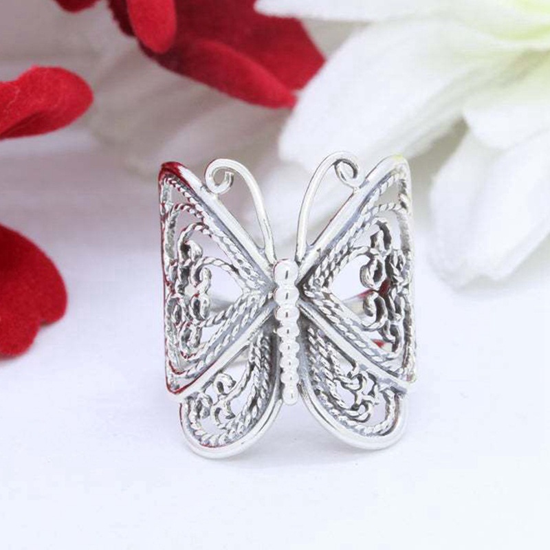 Butterfly Cincin Desain Kupu-Kupu Filigree Bahan Sterling Silver 925