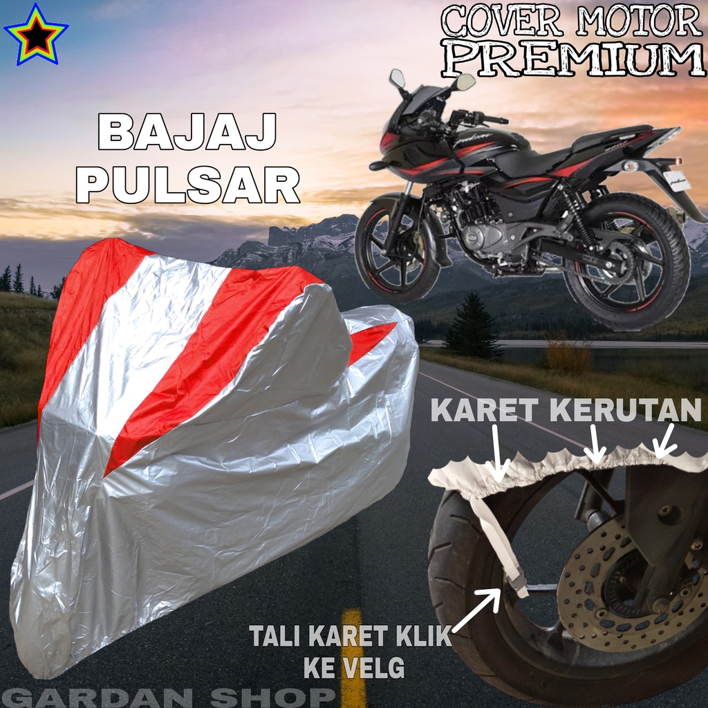 Sarung Motor BAJAJ PULSAR Silver MERAH Body Cover Penutup Motor Bajaj Pulsar PREMIUM